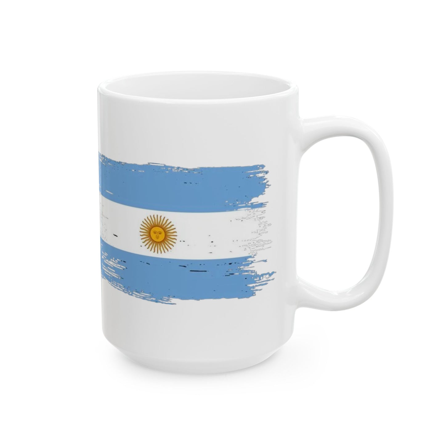 Argentina Flag Ceramic Mug – Distressed Blue & White Sun Design (11oz, 15oz)