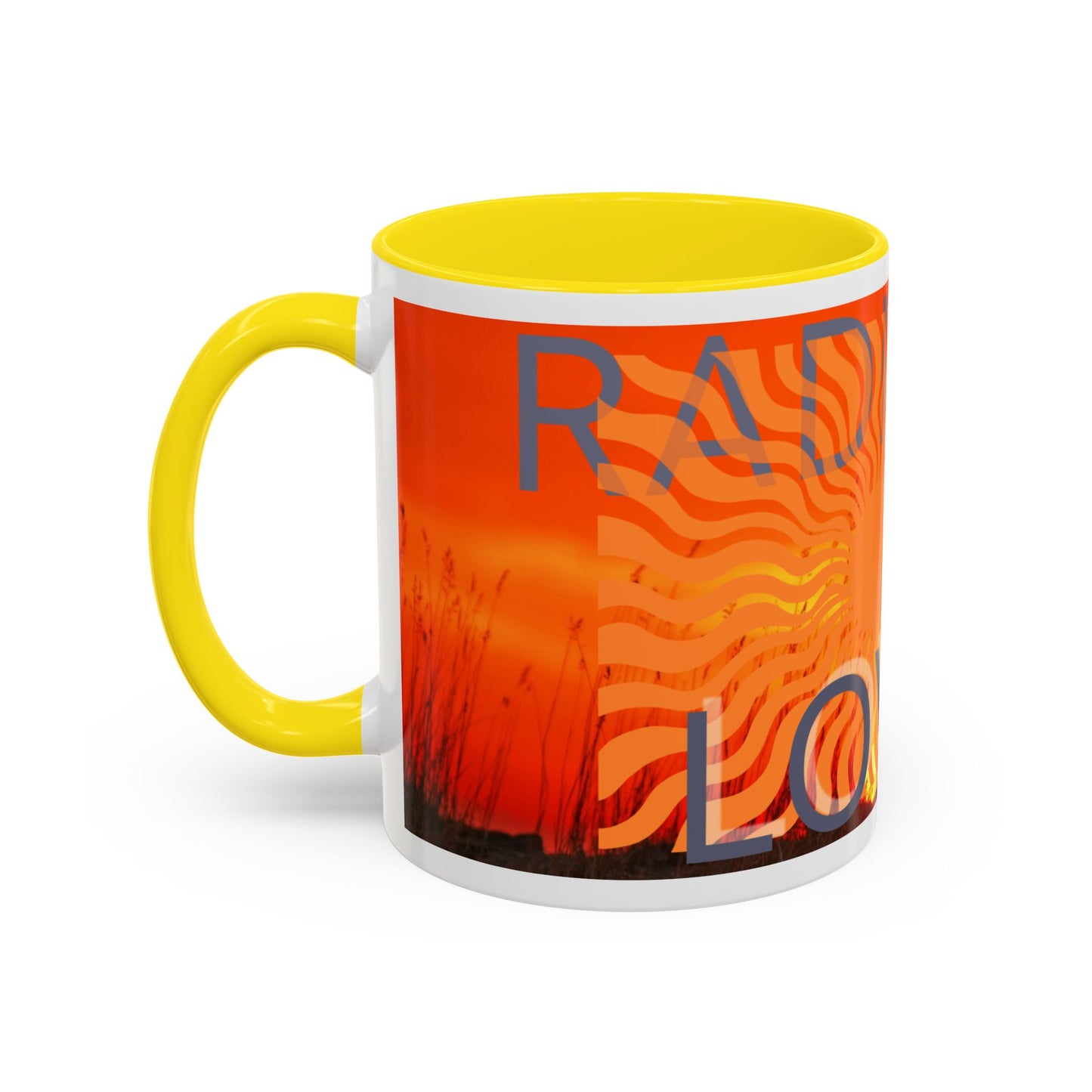 Radiate Love Accent Coffee Mug - Vibrant 11oz Ceramic Cup for Coffee Lovers