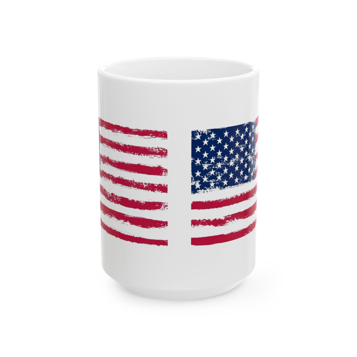 American Flag Ceramic Mug — Distressed USA Stars & Stripes Coffee Cup (11oz, 15oz)
