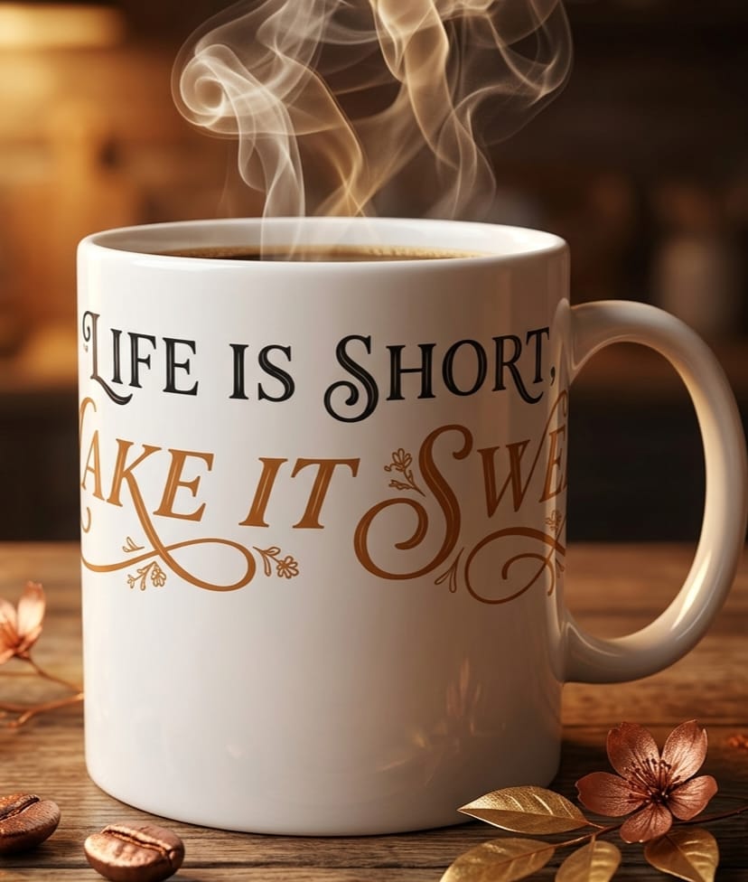 Ceramic Mug — “Life Is Short, Make It Sweet” Inspirational Coffee Cup (11oz & 15oz)