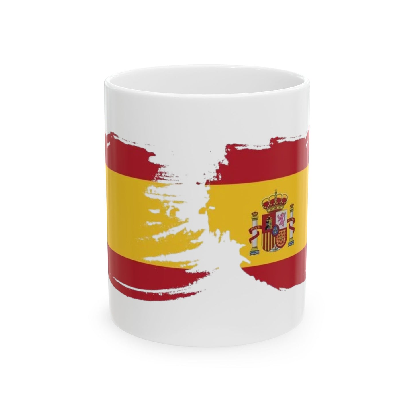 Spain Flag Ceramic Mug – Spanish Flag Brush Stroke Coffee Cup (11oz, 15oz)