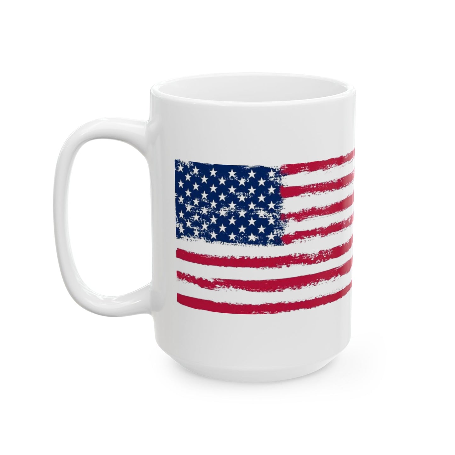 American Flag Ceramic Mug — Distressed USA Stars & Stripes Coffee Cup (11oz, 15oz)