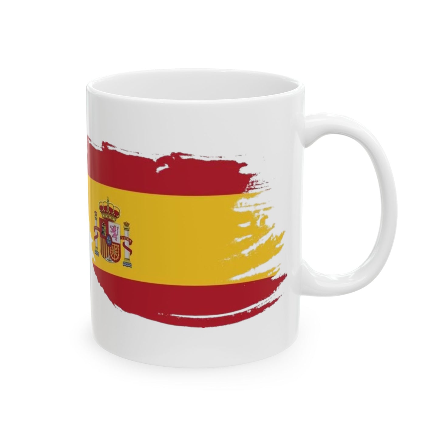 Spain Flag Ceramic Mug – Spanish Flag Brush Stroke Coffee Cup (11oz, 15oz)