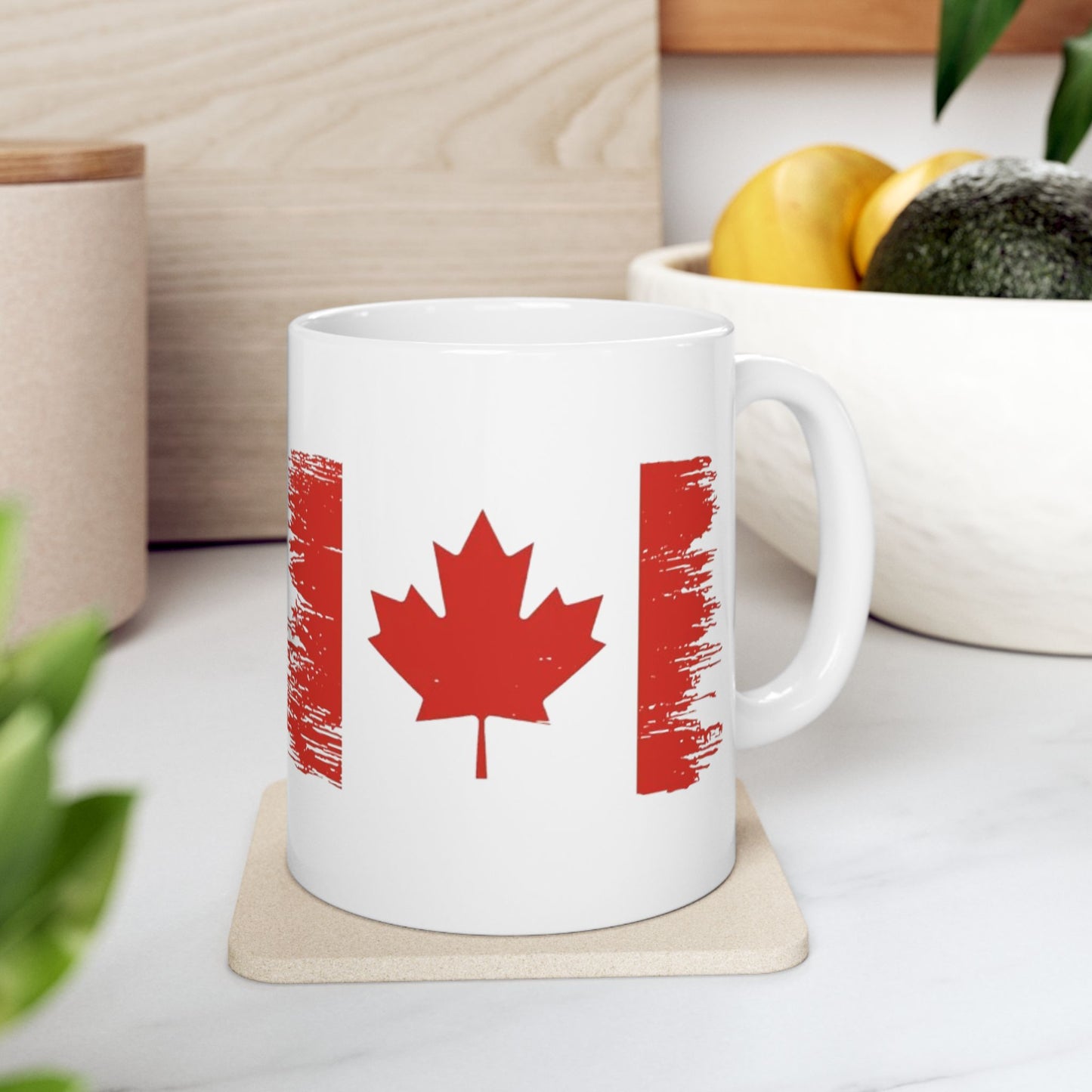Canadian Flag Mug — Distressed Maple Leaf Coffee Cup (11oz, 15oz)
