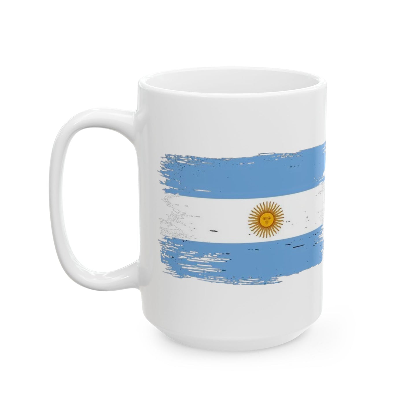 Argentina Flag Ceramic Mug – Distressed Blue & White Sun Design (11oz, 15oz)