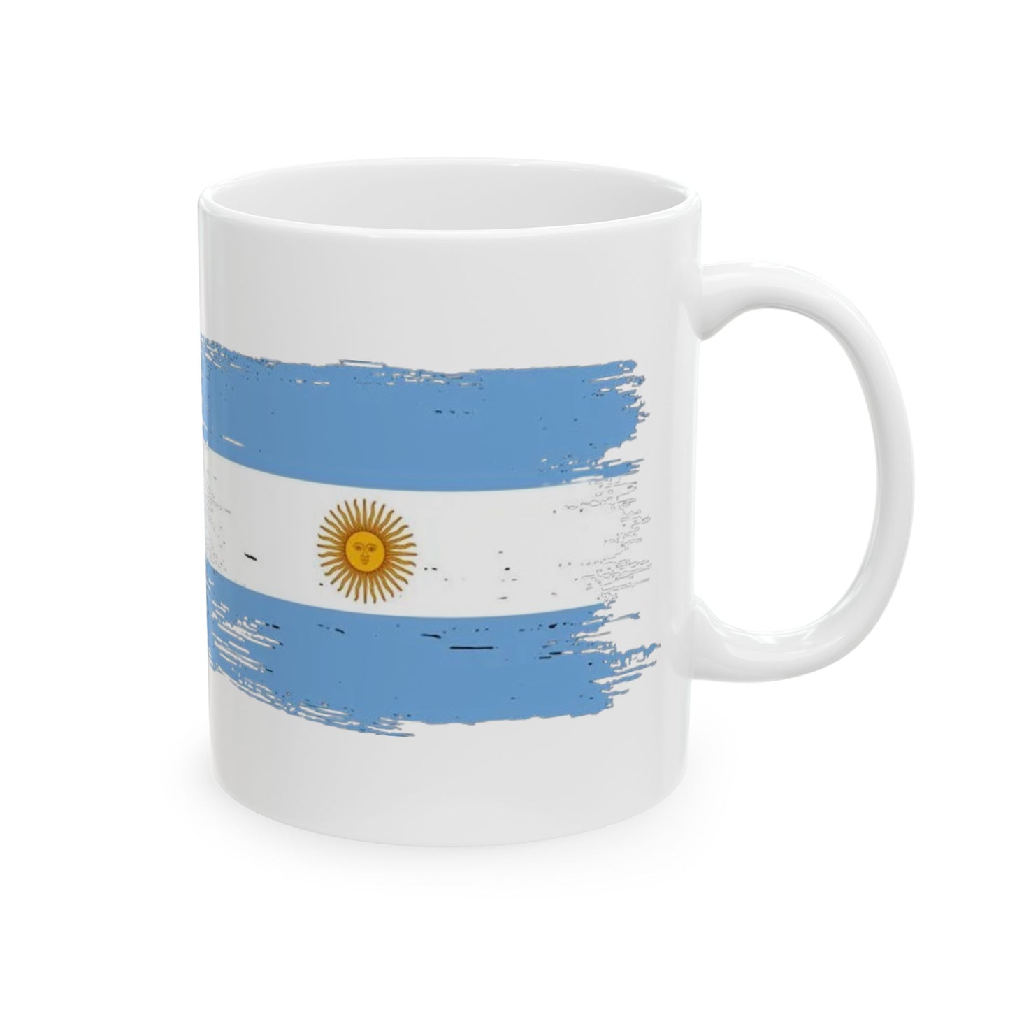Argentina Flag Ceramic Mug – Distressed Blue & White Sun Design (11oz, 15oz)