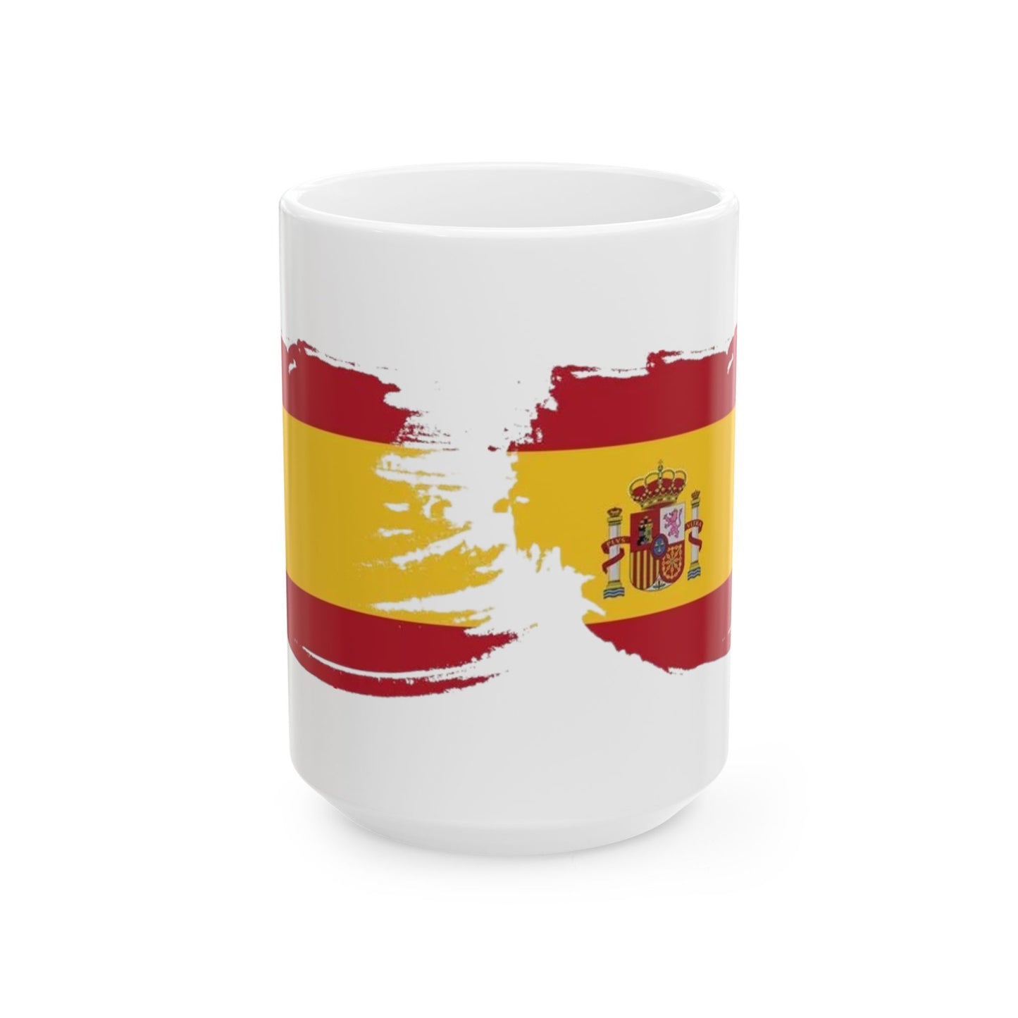 Spain Flag Ceramic Mug – Spanish Flag Brush Stroke Coffee Cup (11oz, 15oz)