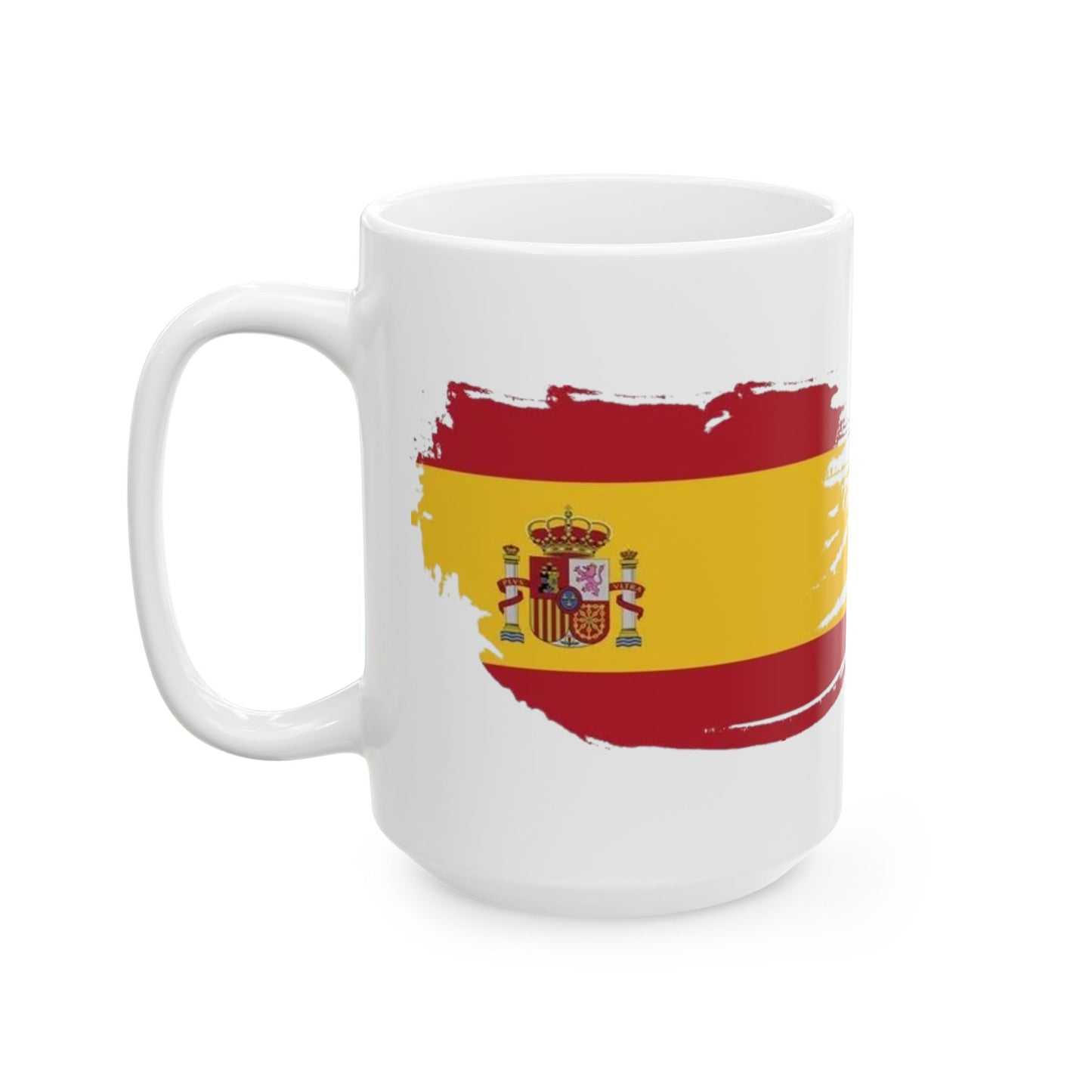 Spain Flag Ceramic Mug – Spanish Flag Brush Stroke Coffee Cup (11oz, 15oz)
