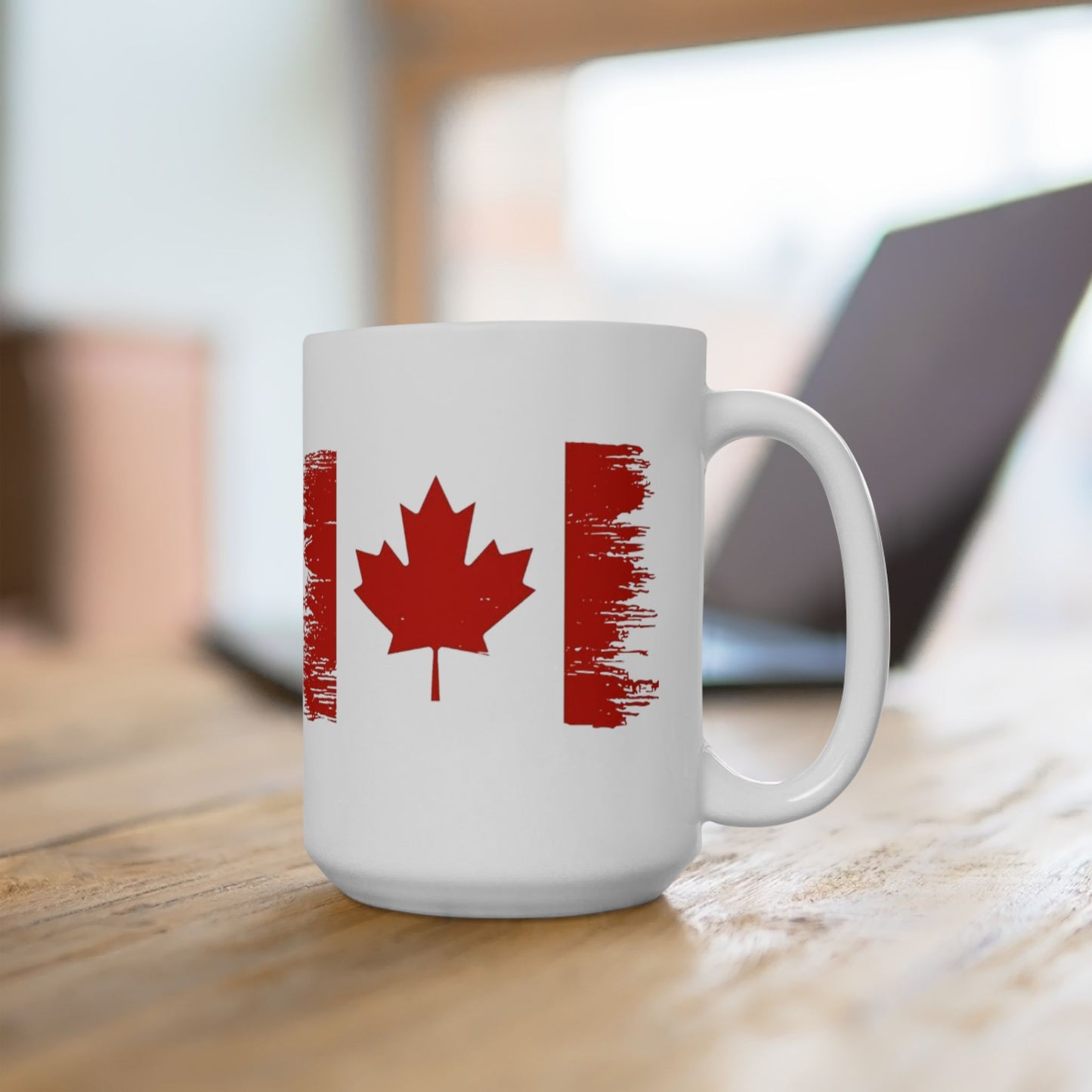 Canadian Flag Mug — Distressed Maple Leaf Coffee Cup (11oz, 15oz)