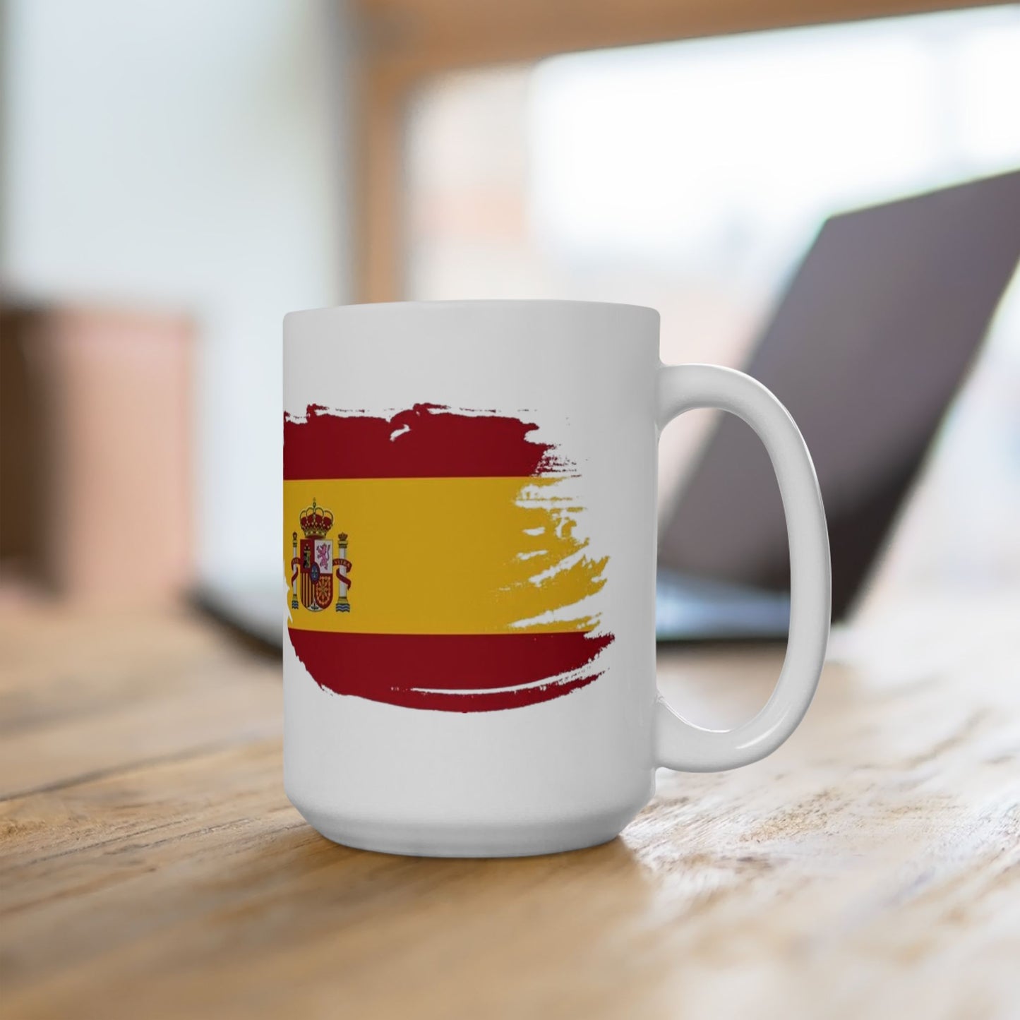 Spain Flag Ceramic Mug – Spanish Flag Brush Stroke Coffee Cup (11oz, 15oz)