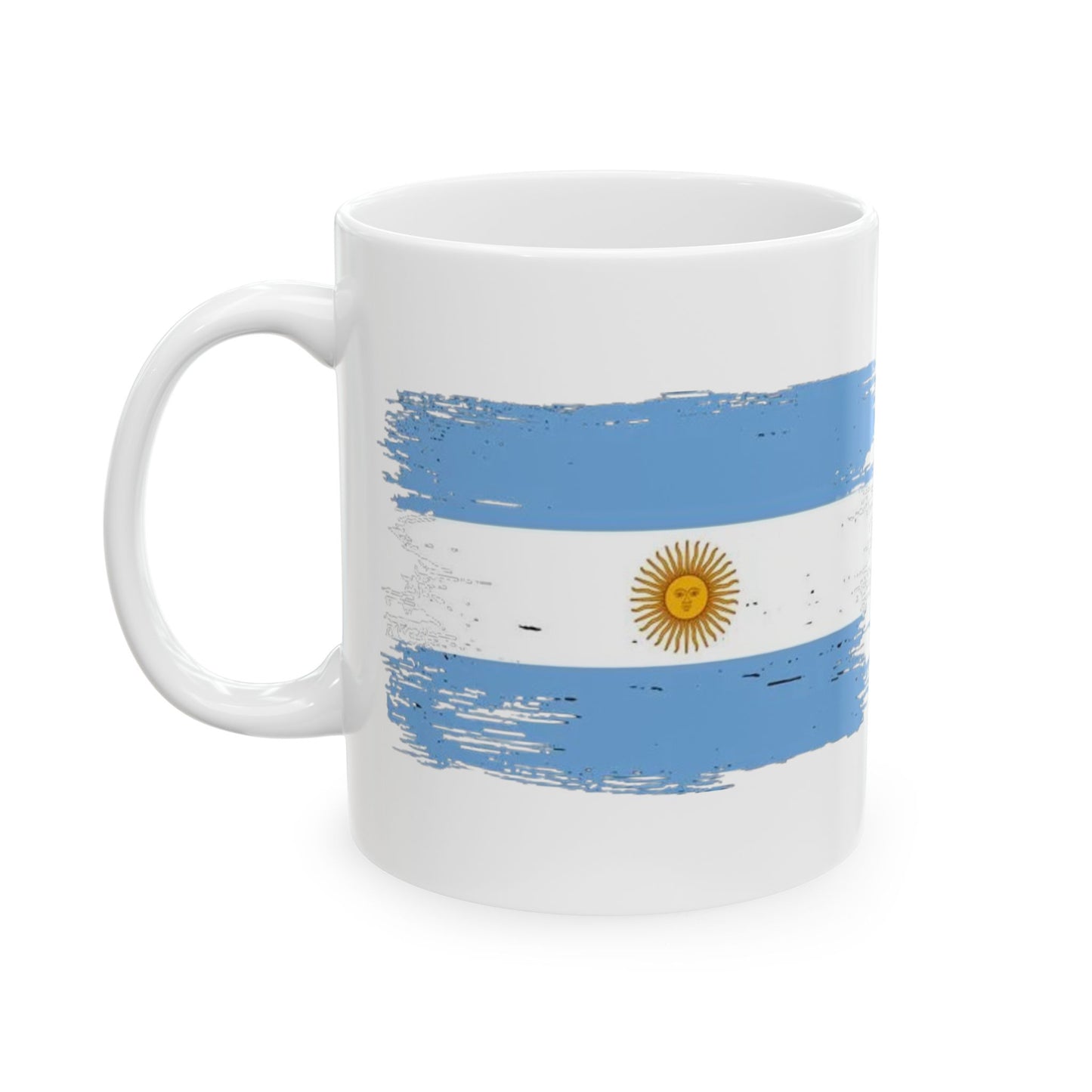 Argentina Flag Ceramic Mug – Distressed Blue & White Sun Design (11oz, 15oz)