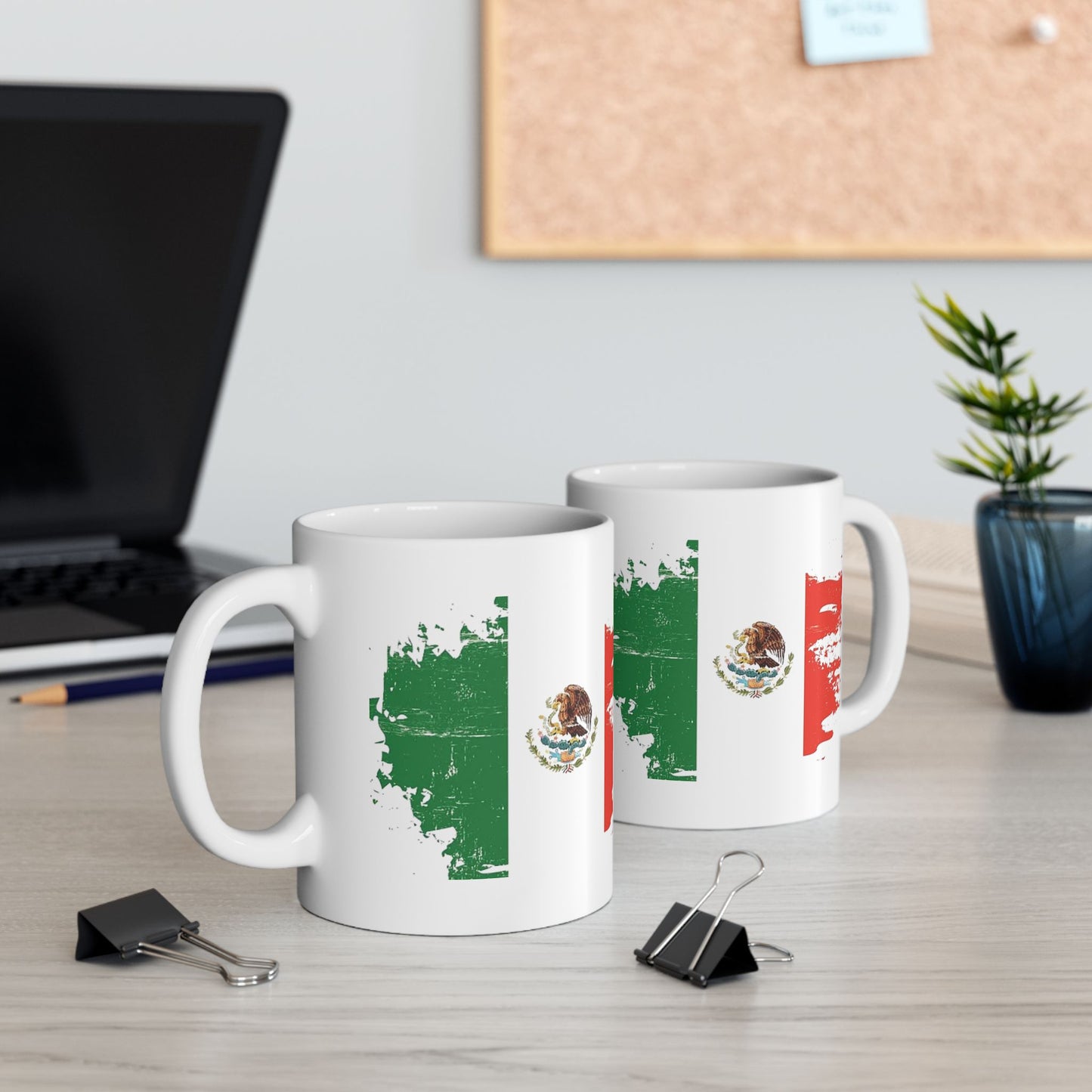 Mexico Flag Ceramic Mug – Distressed Mexico Coffee Cup (11oz, 15oz)