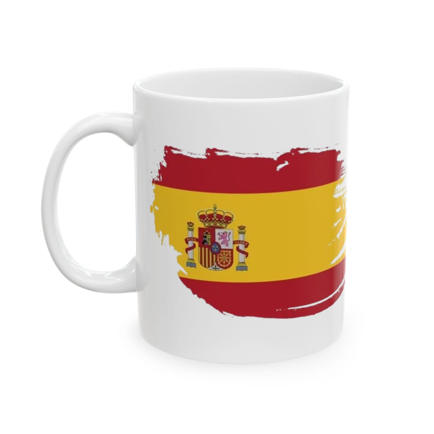 Spain Flag Ceramic Mug – Spanish Flag Brush Stroke Coffee Cup (11oz, 15oz)
