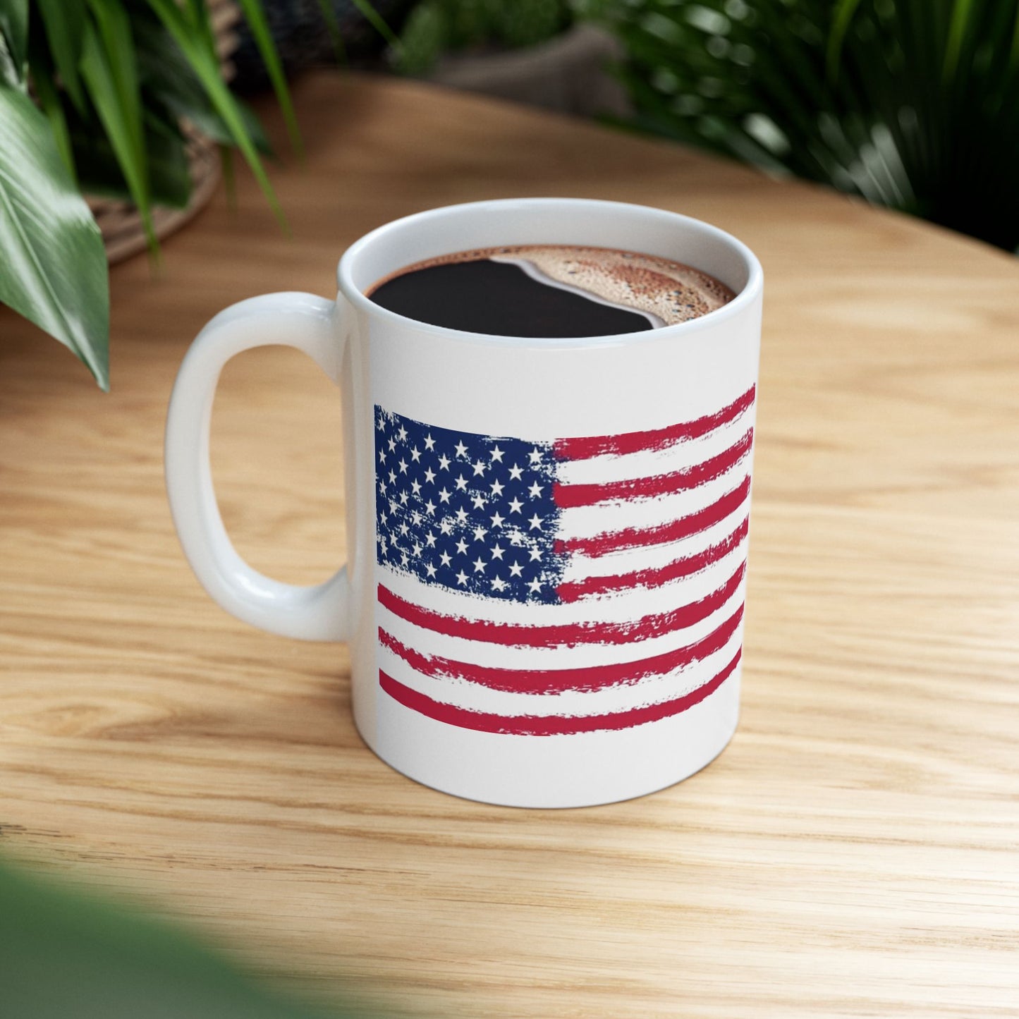 American Flag Ceramic Mug — Distressed USA Stars & Stripes Coffee Cup (11oz, 15oz)