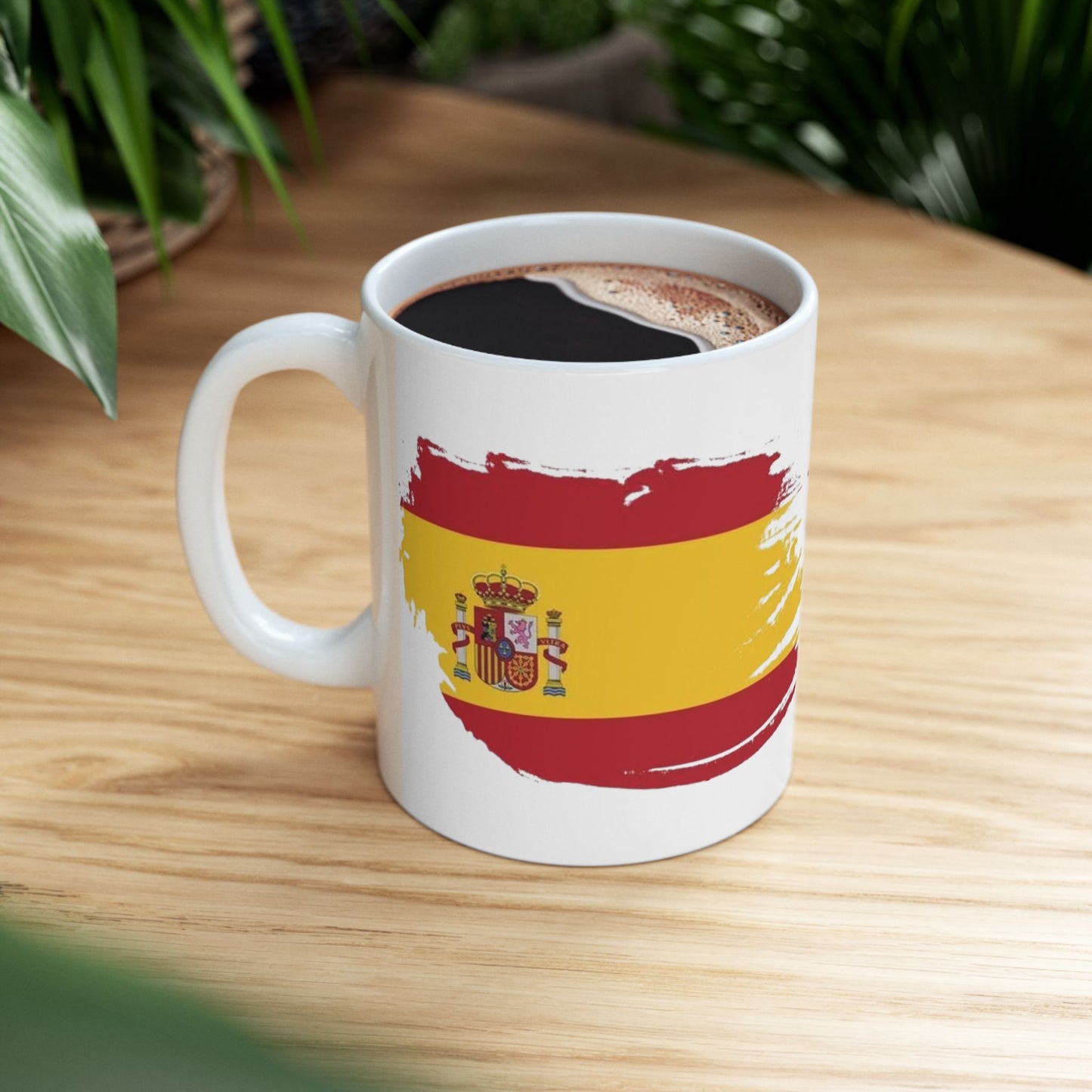 Spain Flag Ceramic Mug – Spanish Flag Brush Stroke Coffee Cup (11oz, 15oz)