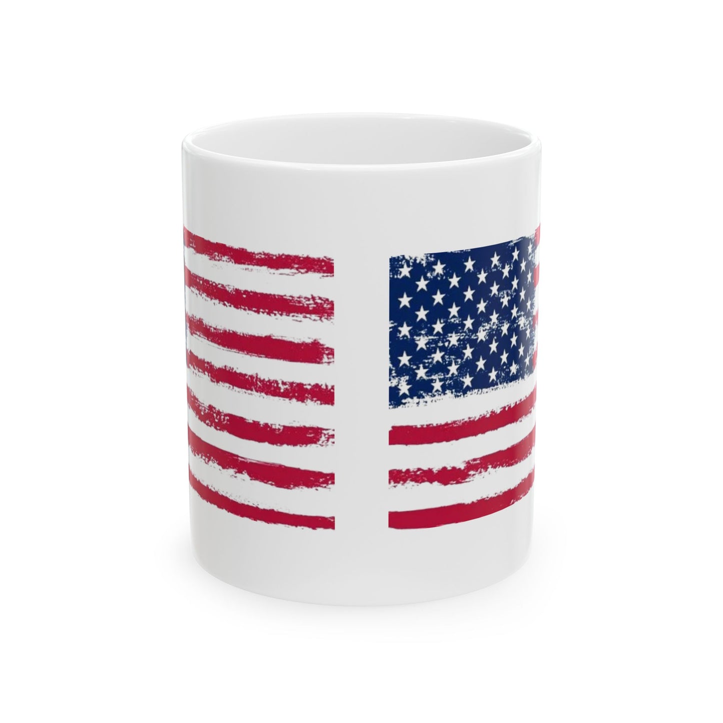 American Flag Ceramic Mug — Distressed USA Stars & Stripes Coffee Cup (11oz, 15oz)