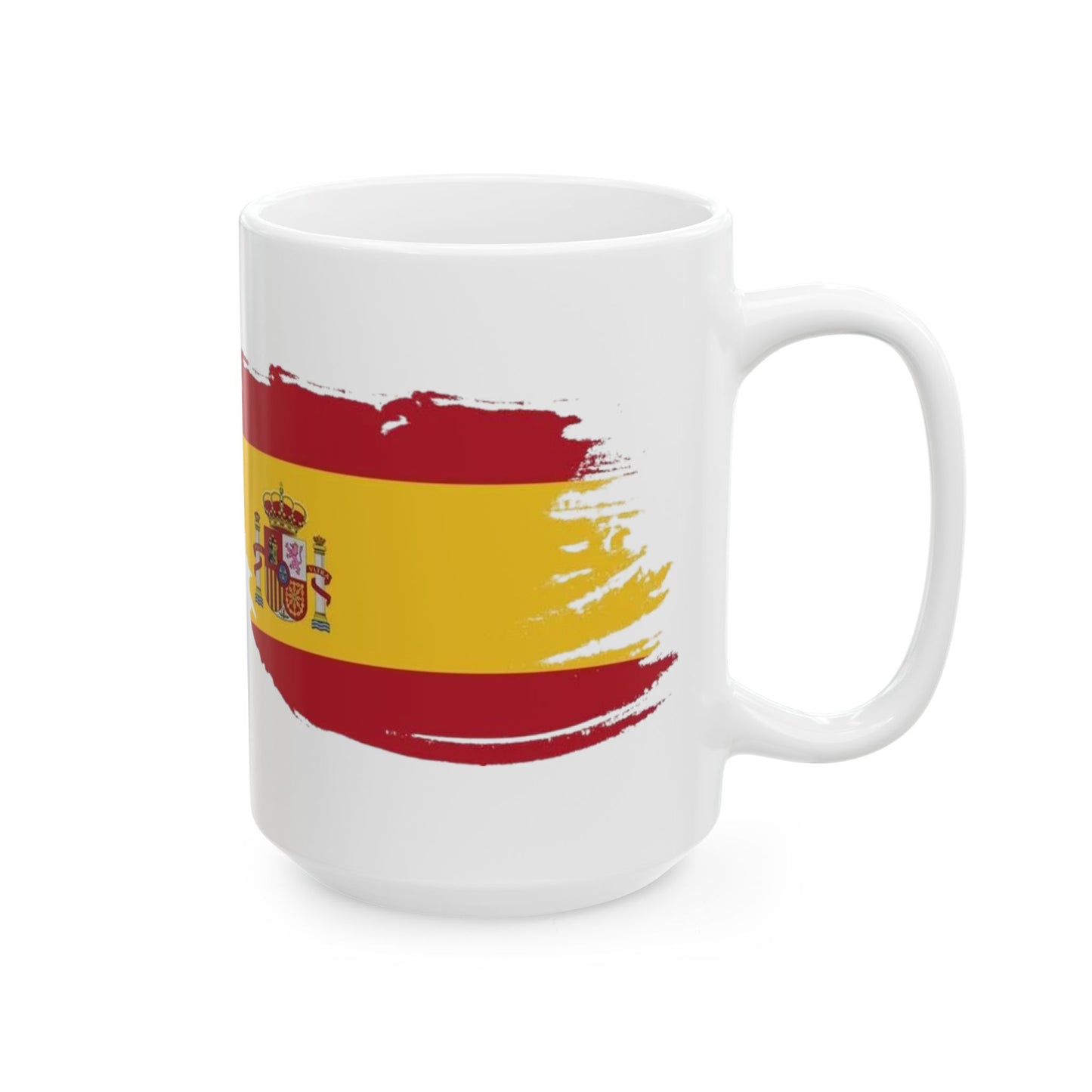 Spain Flag Ceramic Mug – Spanish Flag Brush Stroke Coffee Cup (11oz, 15oz)