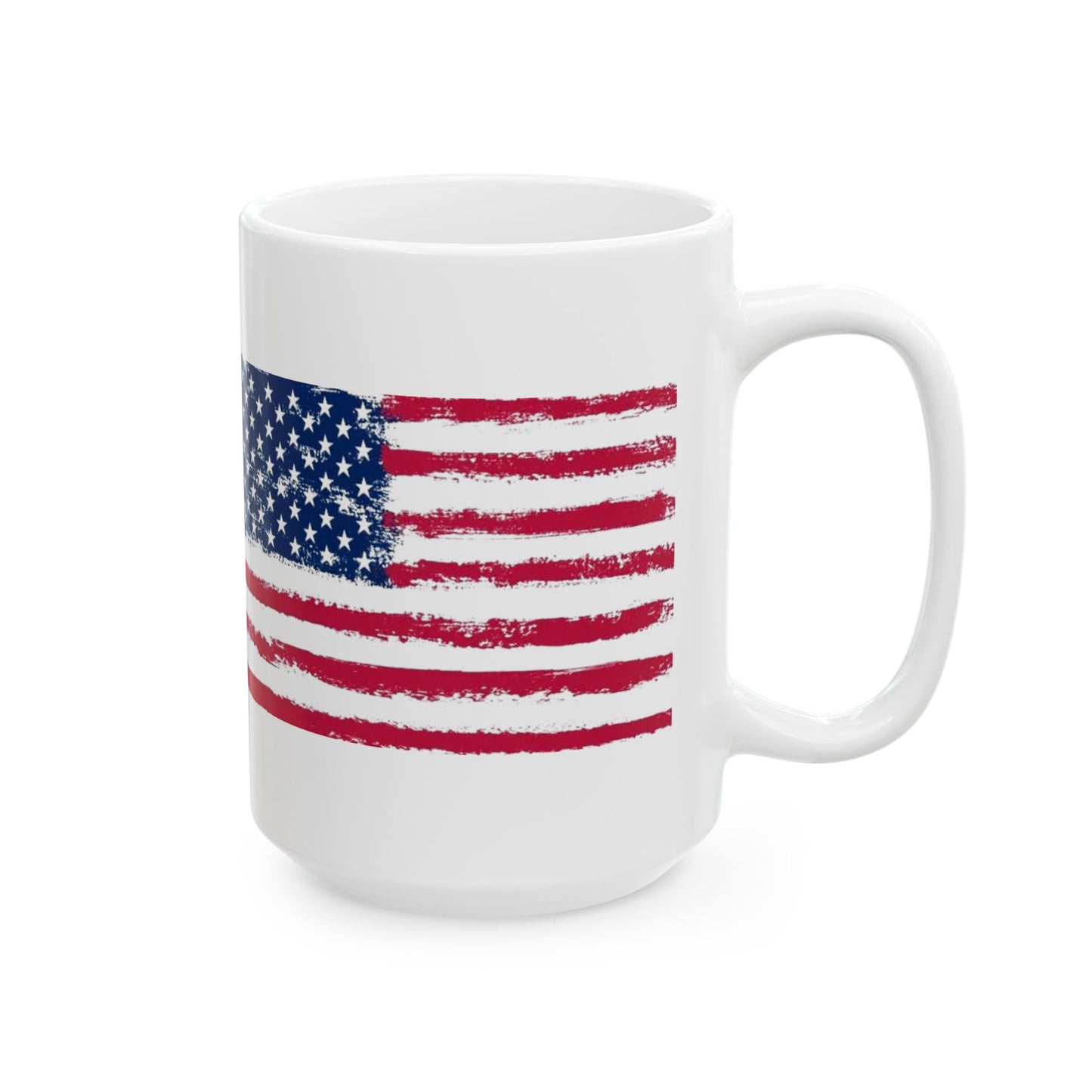 American Flag Ceramic Mug — Distressed USA Stars & Stripes Coffee Cup (11oz, 15oz)