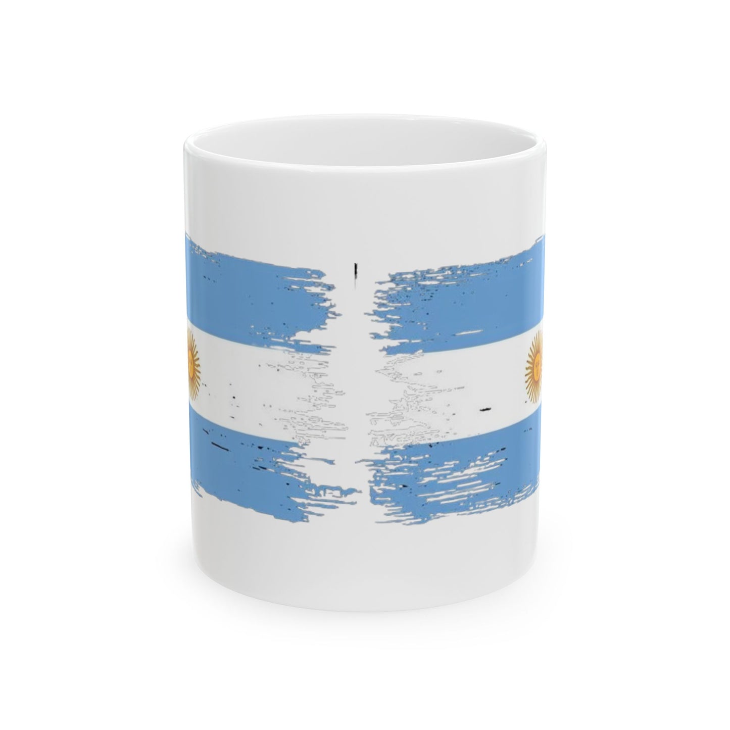 Argentina Flag Ceramic Mug – Distressed Blue & White Sun Design (11oz, 15oz)