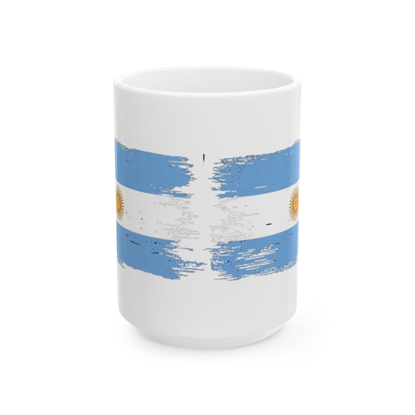 Argentina Flag Ceramic Mug – Distressed Blue & White Sun Design (11oz, 15oz)
