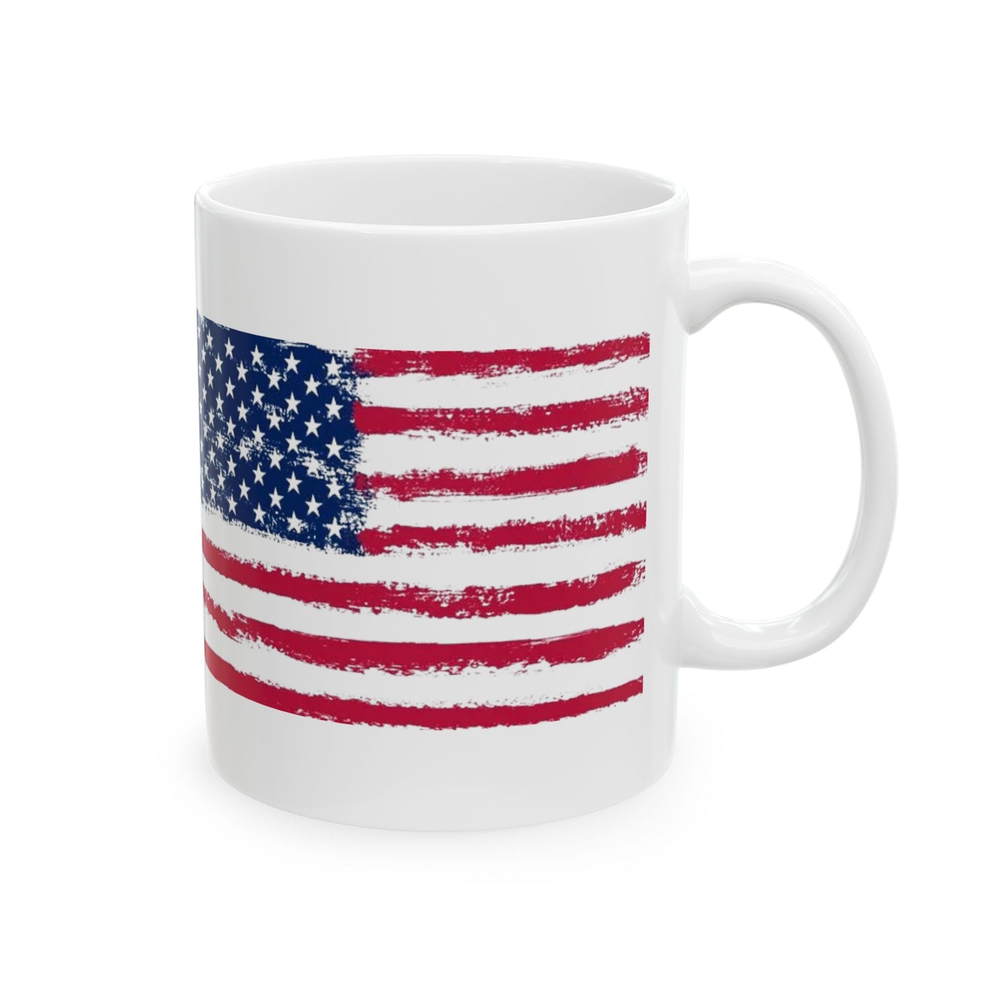 American Flag Ceramic Mug — Distressed USA Stars & Stripes Coffee Cup (11oz, 15oz)