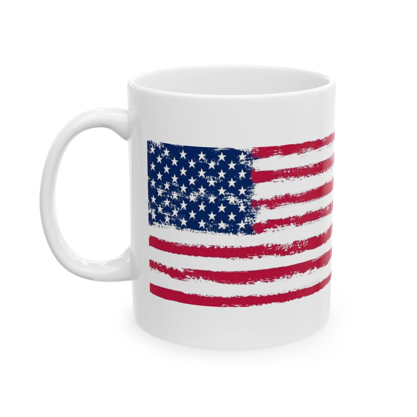 American Flag Ceramic Mug — Distressed USA Stars & Stripes Coffee Cup (11oz, 15oz)